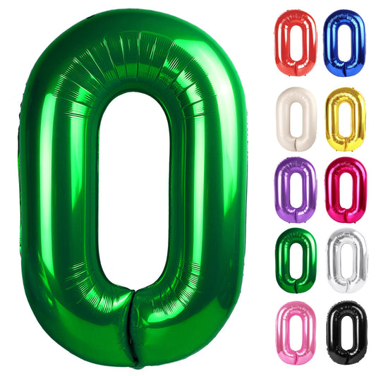 IWERP green 40-inch number 0 balloon for milestone birthday photo backdrop.