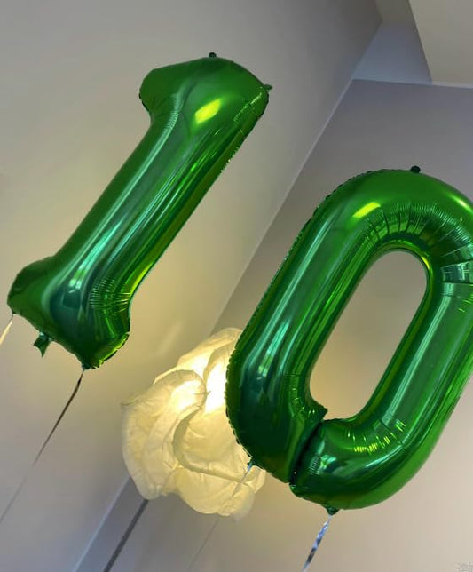 IWERP Green Number 10 Balloon 40-inch front view anchors party decor with style