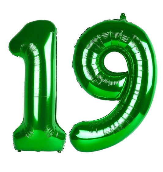 IWERP Green Number 19 balloon 40 inch creates a bold milestone backdrop for photos.