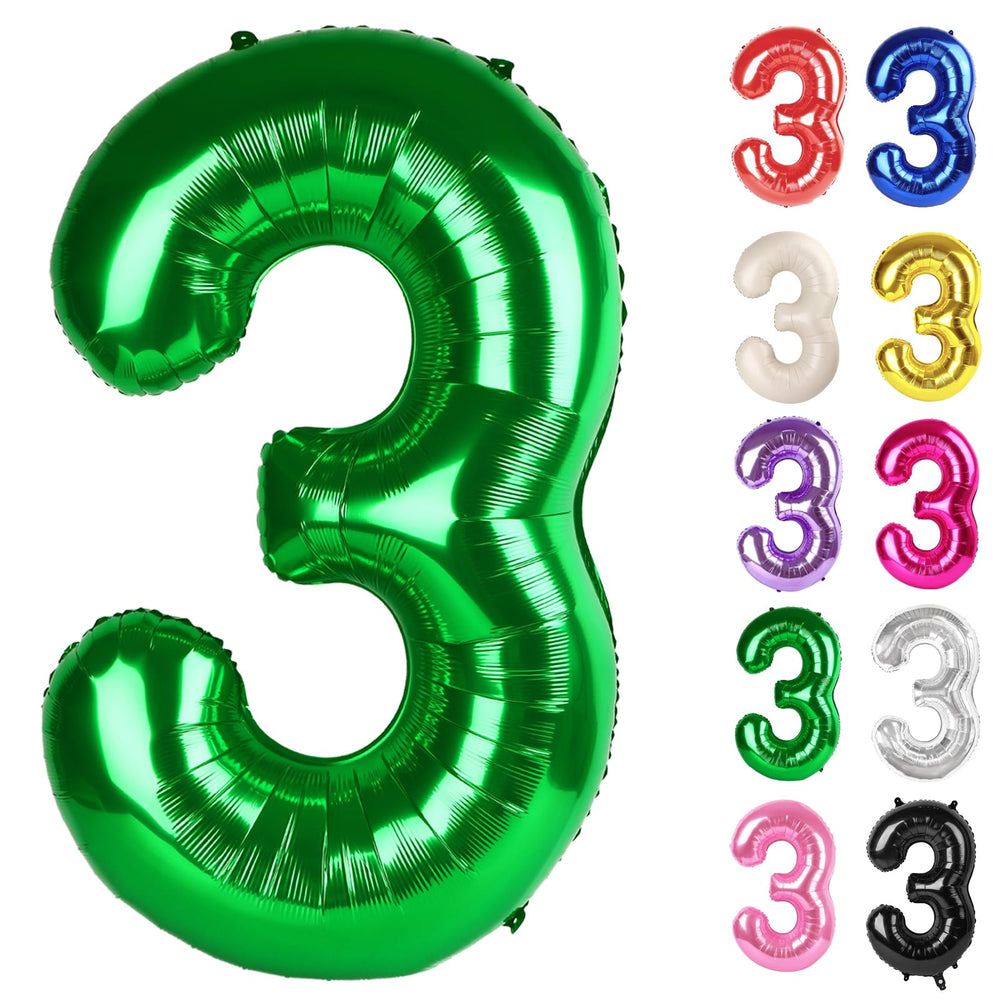 IWERP green number 3 balloon 40-inch in vibrant party setup