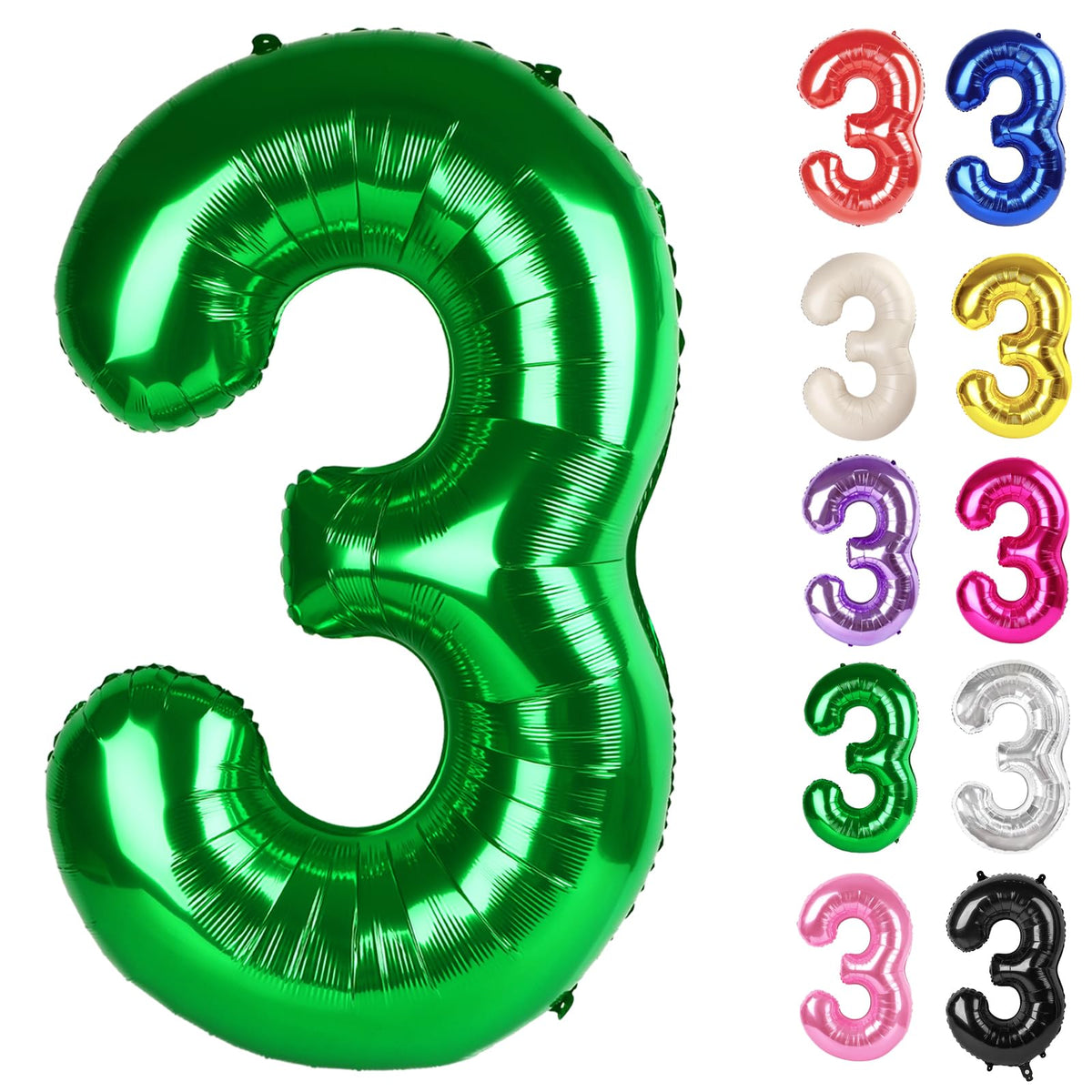 IWERP green number 3 balloon 40-inch in vibrant party setup