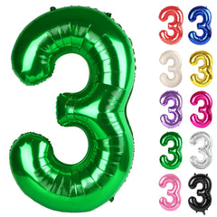 IWERP green number 3 balloon 40-inch in vibrant party setup