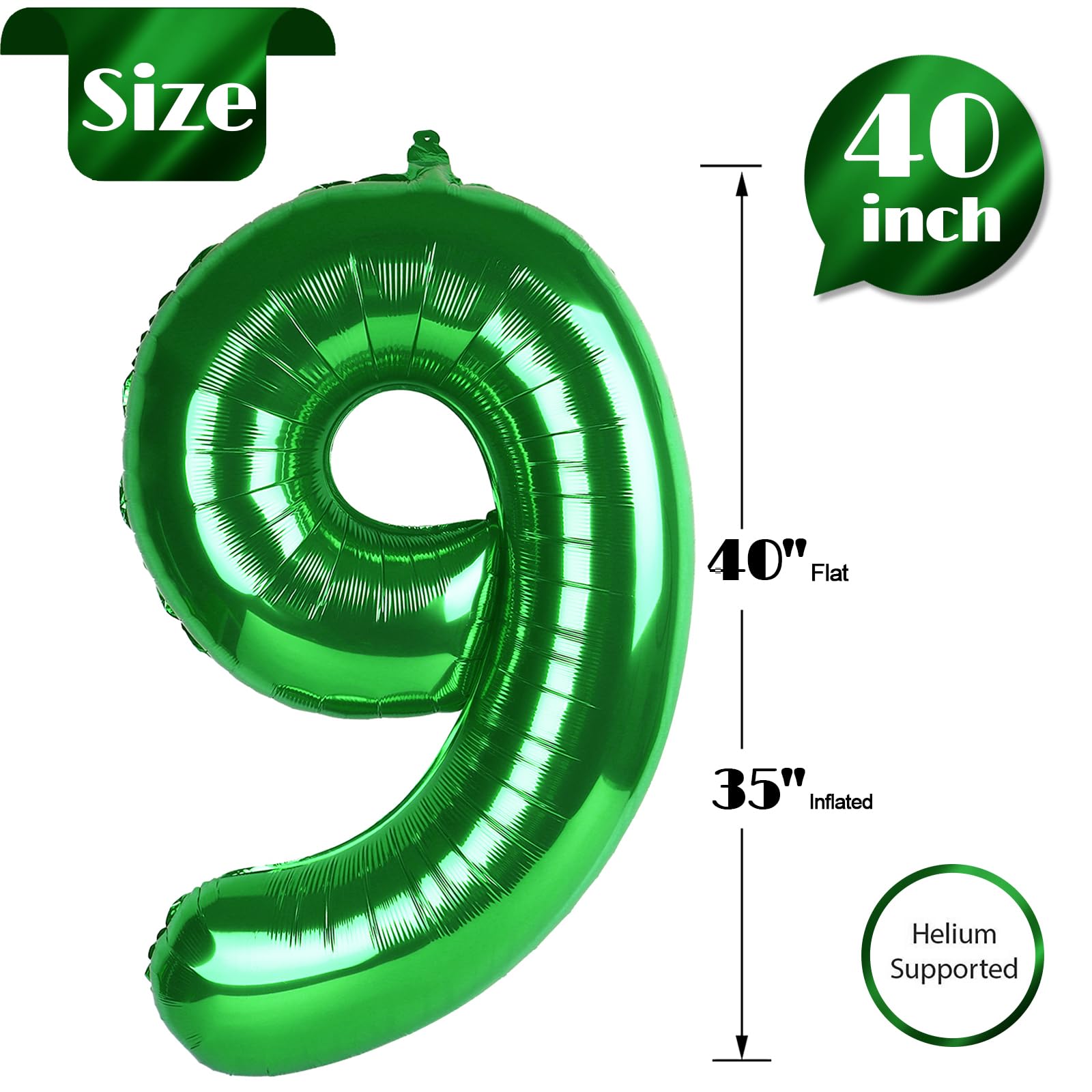 IWERP green number 9 balloon ideal for boys and girls celebrations.