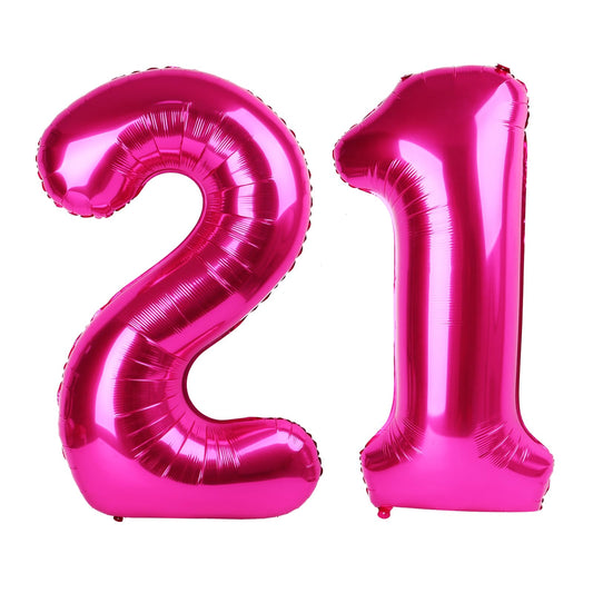 IWERP hot pink 40-inch 21 balloon creates a bold birthday centerpiece and photo backdrop.