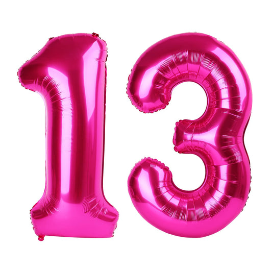 IWERP hot pink 40-inch 13-number balloon creates a bold party backdrop