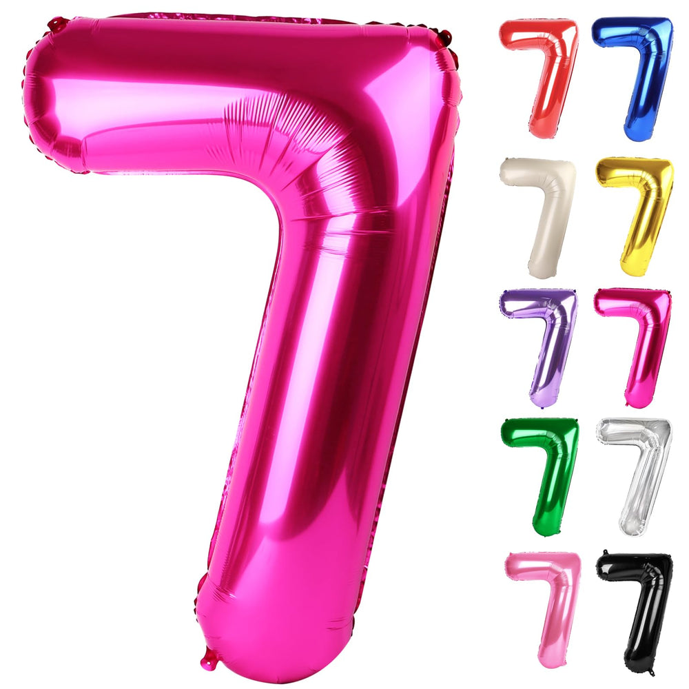 IWERP hot pink 40-inch number 7 balloon, bold centerpiece for birthday photo shoots.