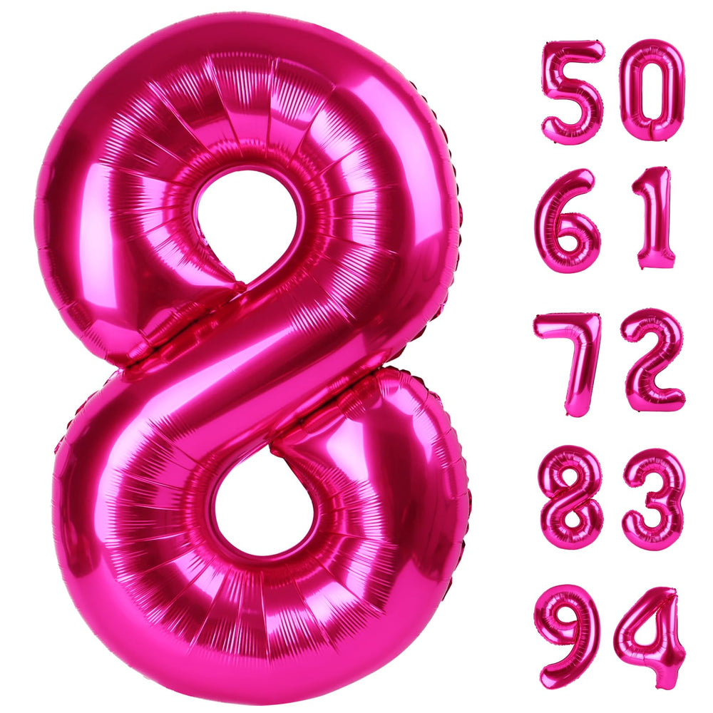 IWERP hot pink 40-inch number balloon creates a dramatic 8 display for photo-worthy moments