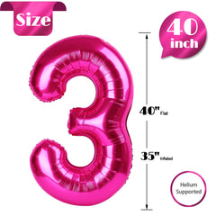 IWERP hot pink 40-inch number balloon night lighting for eye catching ambiance