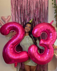 IWERP hot pink 40-inch number balloon with decor for cohesive themes
