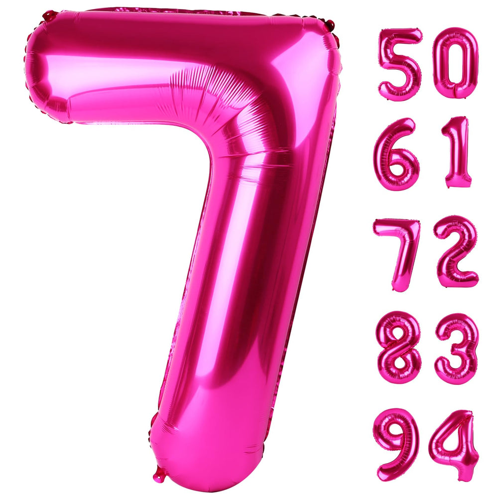 IWERP hot pink 7-balloon 40-inch, bold birthday backdrop ready for photos