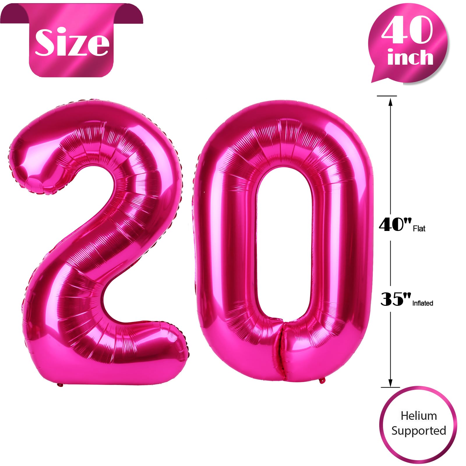IWERP hot pink birthday decor 40 inch balloon enhances festive mood.