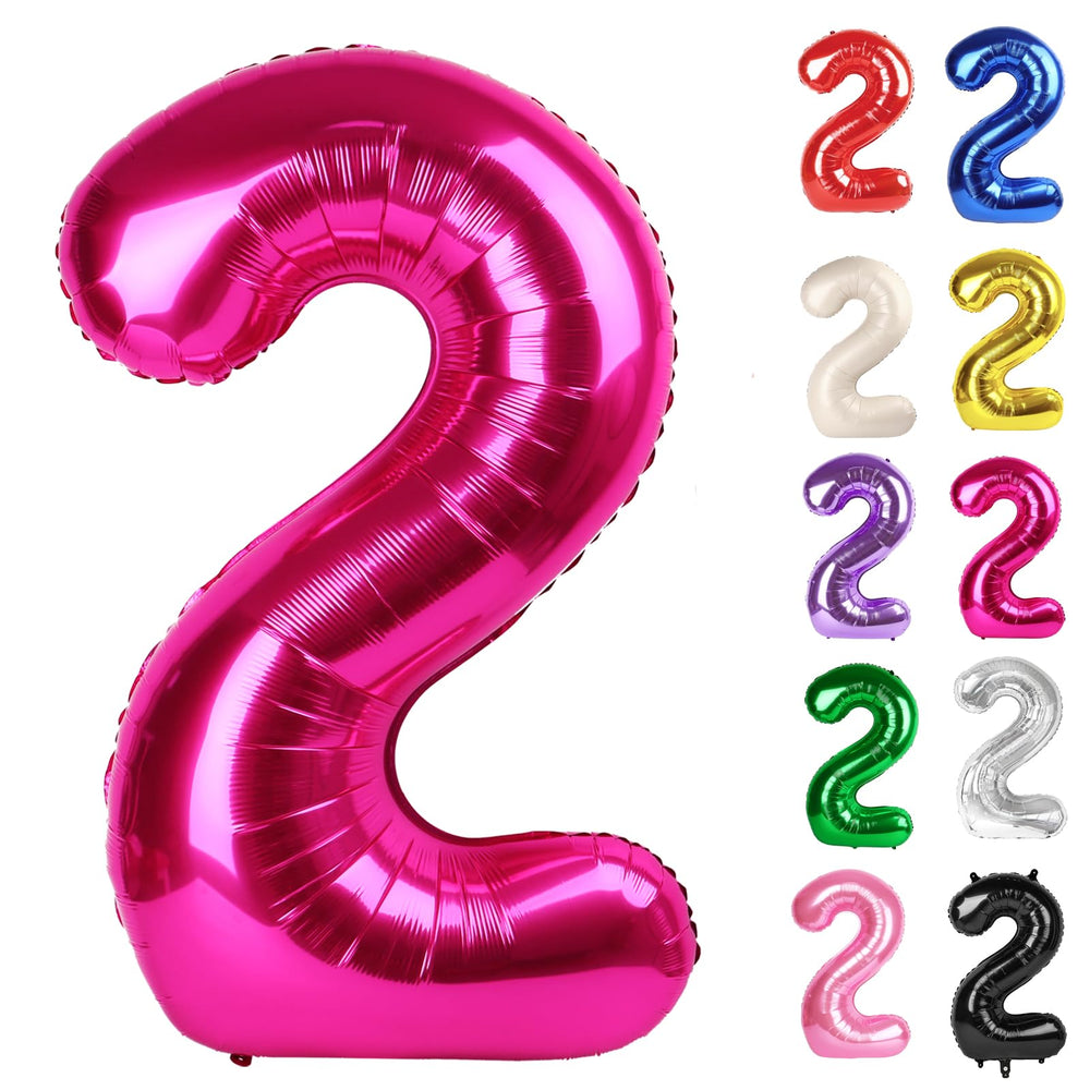 IWERP hot pink 40-inch number-2 balloon, bold centerpiece for 2nd birthday.