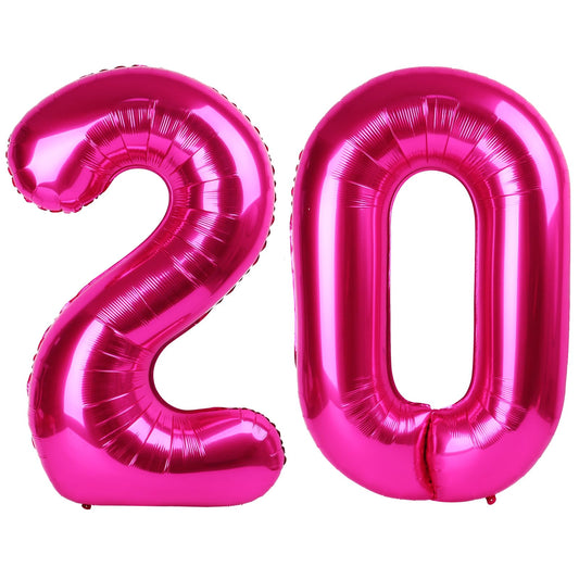 IWERP hot pink number 20 balloon, 40 inch, bold centerpiece for photos.