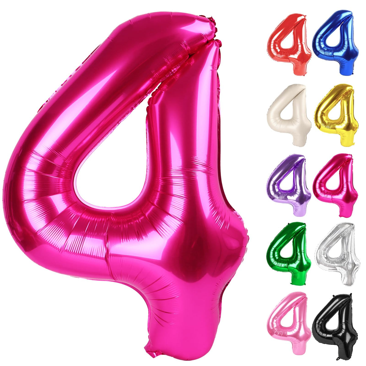 IWERP hot pink number 4 balloon 40-inch ready for fourth birthday photos