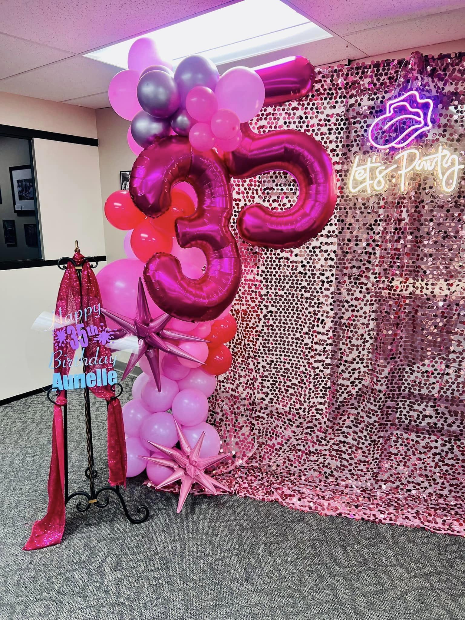 IWERP hot pink number 5 balloon suits boys and girls.