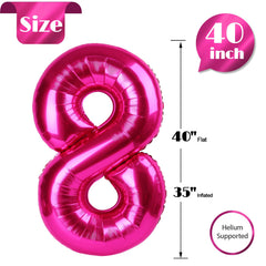 IWERP hot pink 8th birthday balloon as a dynamic stage backdrop.