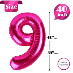 IWERP hot pink number 9 balloon easy inflation with self sealing valve