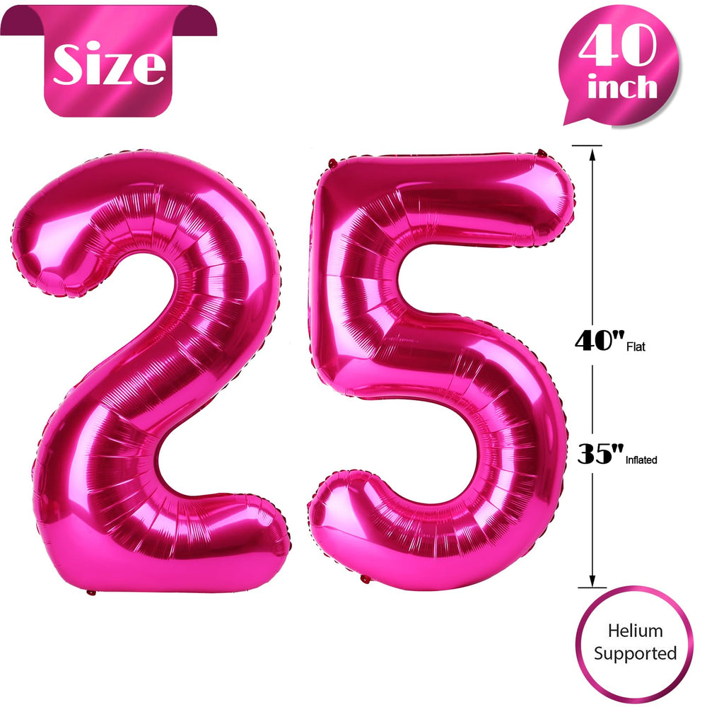 IWERP hot pink number balloon 25-foil offers reusable festive flair for photos.