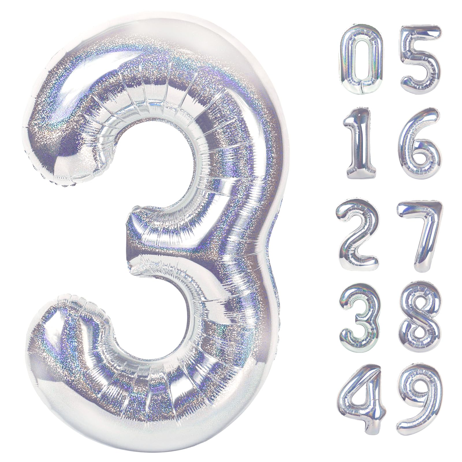 IWERP Laser Silver 3-balloon 40-inch front view for striking photo backdrops.