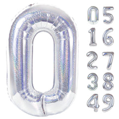 IWERP Laser Silver 40-Inch Number Balloon creates a bold photo backdrop for parties