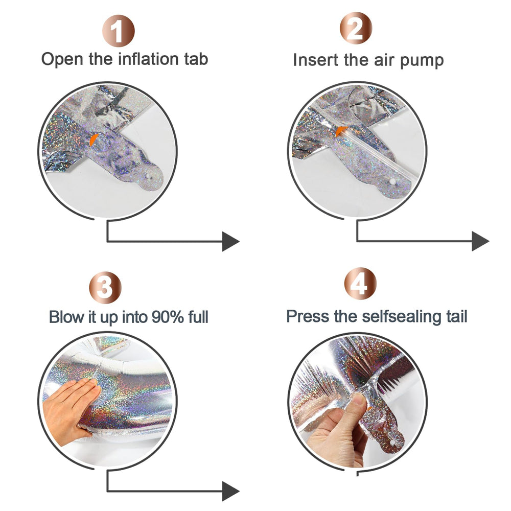 IWERP Laser Silver 6 balloon inflation options offer versatile floating or hanging setups.