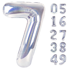 IWERP Laser Silver 7 Balloon ready to create a striking birthday photo backdrop.