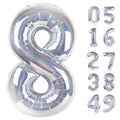 IWERP Laser Silver 8-balloon 40-inch front view creates a glamorous photo backdrop.