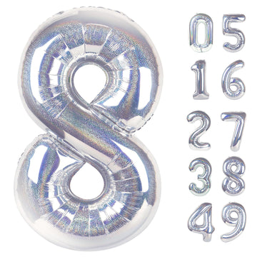 IWERP Laser Silver 8-balloon 40-inch front view creates a glamorous photo backdrop.