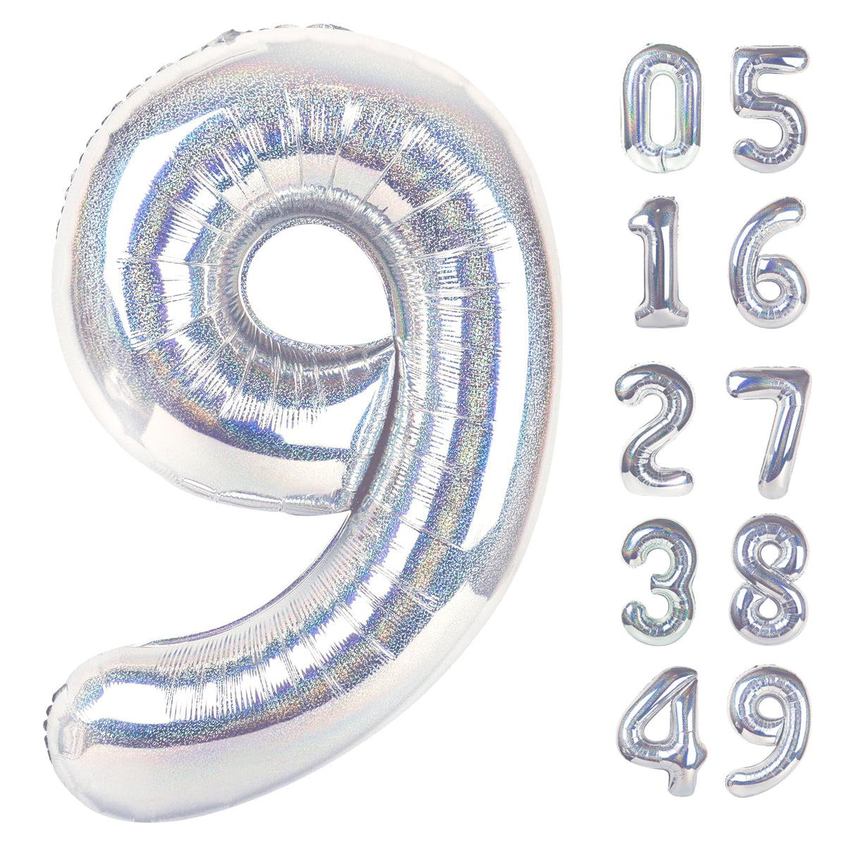 IWERP Laser Silver 9 balloon front view, ideal photo backdrop.
