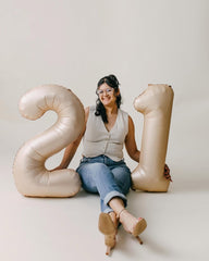IWERP light brown number 0 balloon 40 inch with subtle accents for elegance