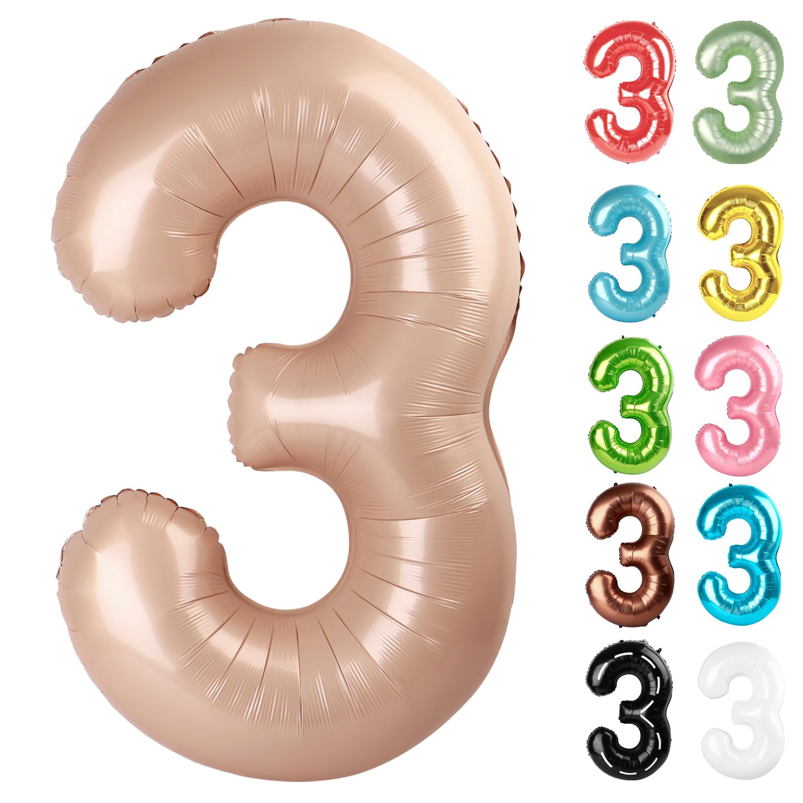 IWERP light brown number 3 balloon enhances 40-inch party photo backdrops.