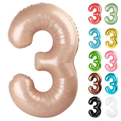 IWERP light brown number 3 balloon enhances 40-inch party photo backdrops.