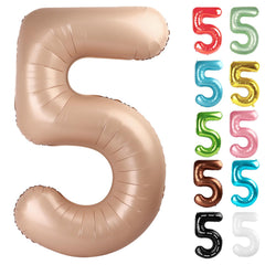 IWERP light brown number-5 balloon 40-inch bold focal point for 5th birthday celebrations