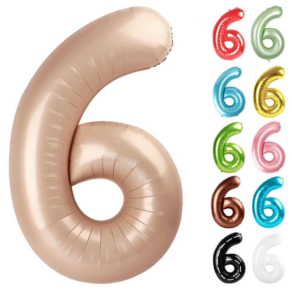 IWERP light brown number 6 balloon 40 inch as bold birthday centerpiece