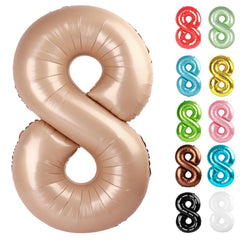 IWERP light brown number 8 balloon, 40 inch, ideal for eye-catching birthday photos.