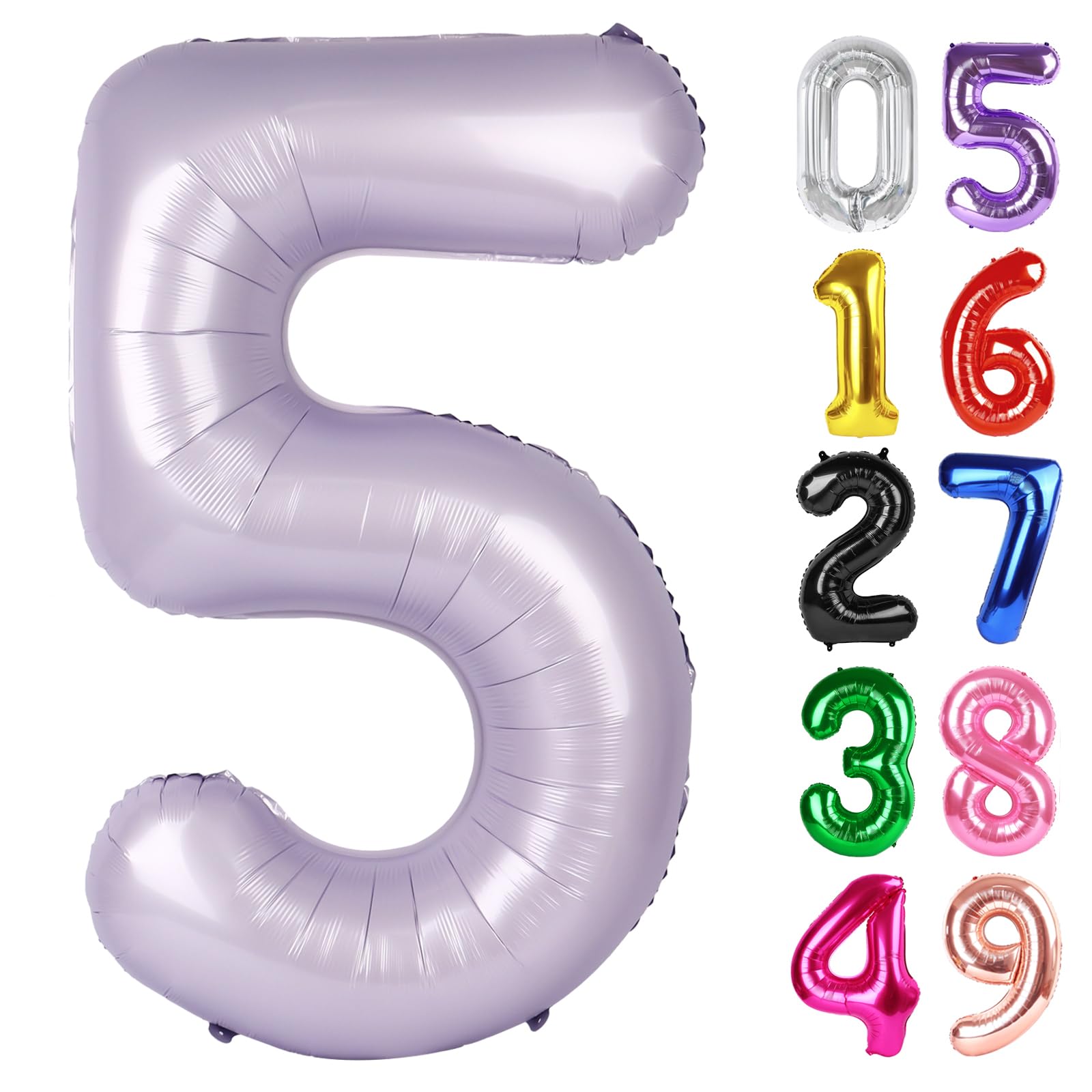 IWERP Lilac 40-inch number-5 balloon creates a bold photo backdrop.