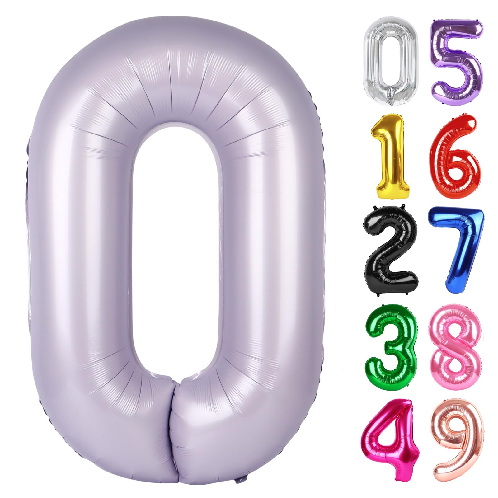 IWERP Lilac Number 0 balloon 40-inch creates a striking photo backdrop for milestone parties.