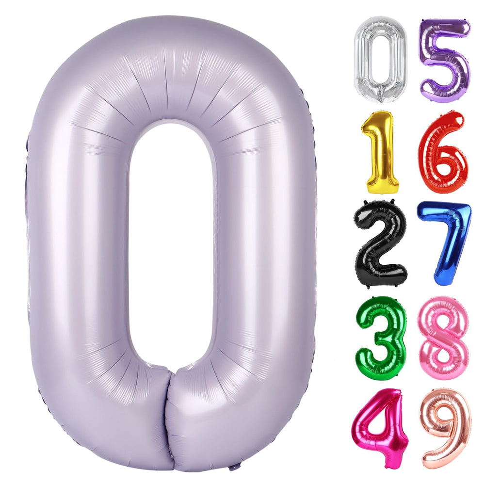IWERP Lilac Number 0 balloon 40-inch creates a striking photo backdrop for milestone parties.