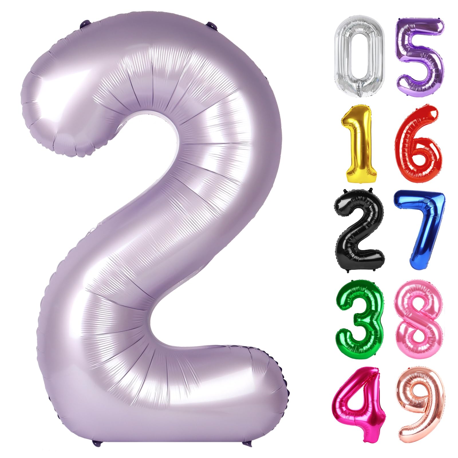 IWERP Lilac Number 2 Balloon 40-inch for dramatic birthday photo backdrop