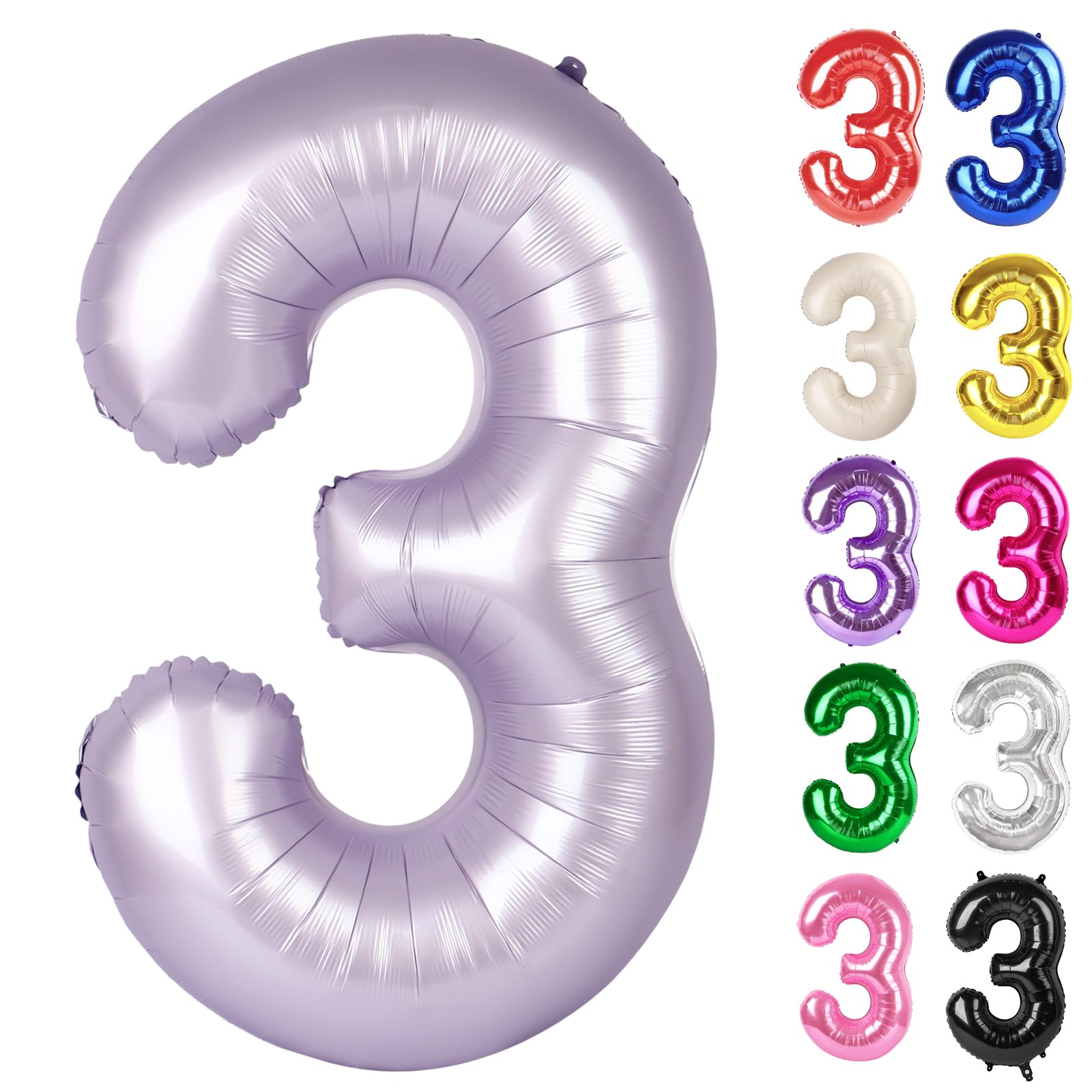 IWERP Lilac Number 3 balloon 40-inch creates a bold birthday backdrop.