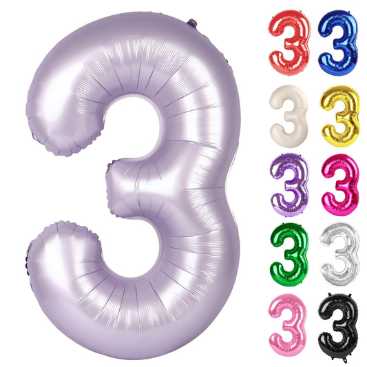 IWERP Lilac Number 3 balloon 40-inch creates a bold birthday backdrop.