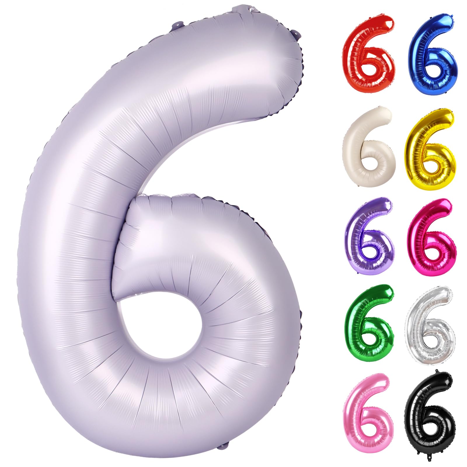 IWERP Lilac Number 6 Balloon 40 Inch used as a striking centerpiece for sixth birthday photos.