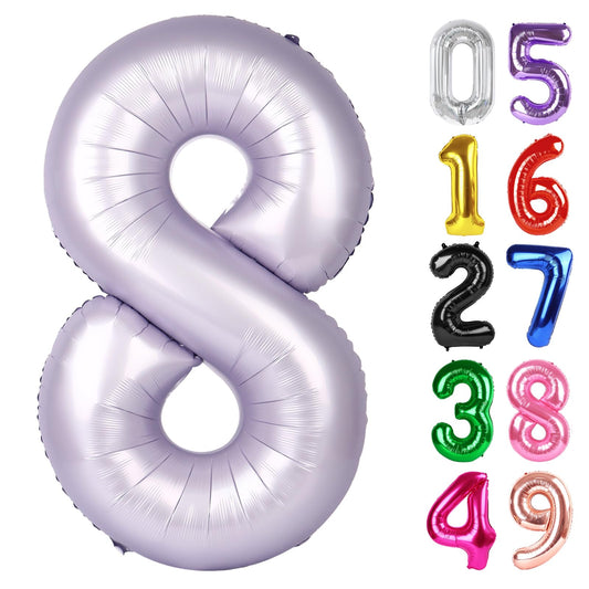 IWERP Lilac Number 8 balloon in 40-inch size for striking party photos.