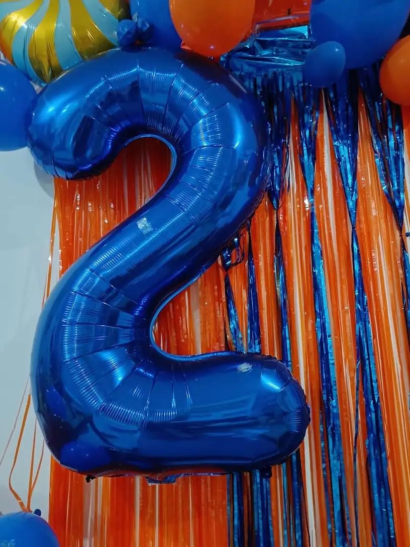IWERP metallic blue 40-inch number balloon adds sparkle to birthday celebrations.