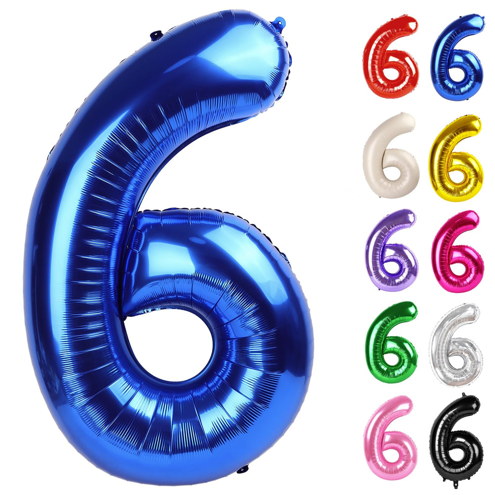 IWERP metallic blue 40-inch number 6 balloon for bold photo backdrops