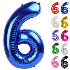 IWERP metallic blue 40-inch number 6 balloon for bold photo backdrops