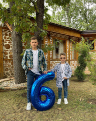 IWERP metallic blue 6th birthday balloon adds elegant sparkle