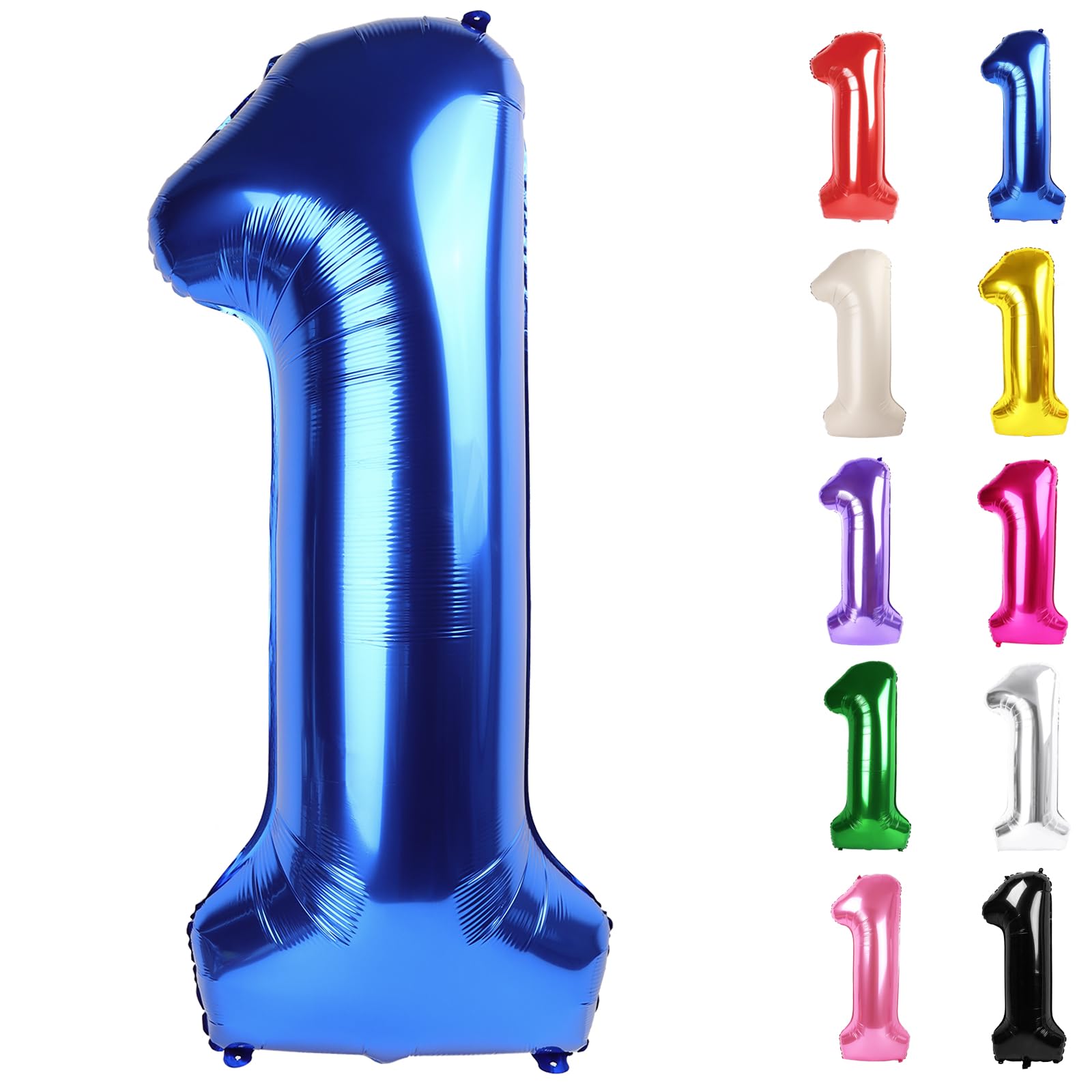 IWERP metallic blue number 1 balloon close-up with shiny finish for standout photos
