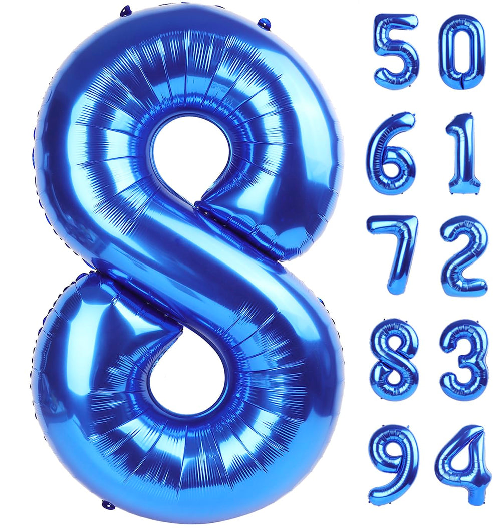 IWERP navy blue 40-inch number 8 balloon as a bold party centerpiece for photos.