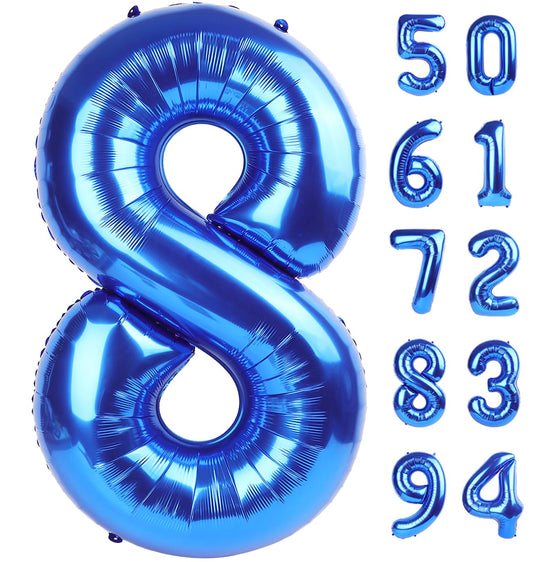 IWERP navy blue 40-inch number 8 balloon as a bold party centerpiece for photos.